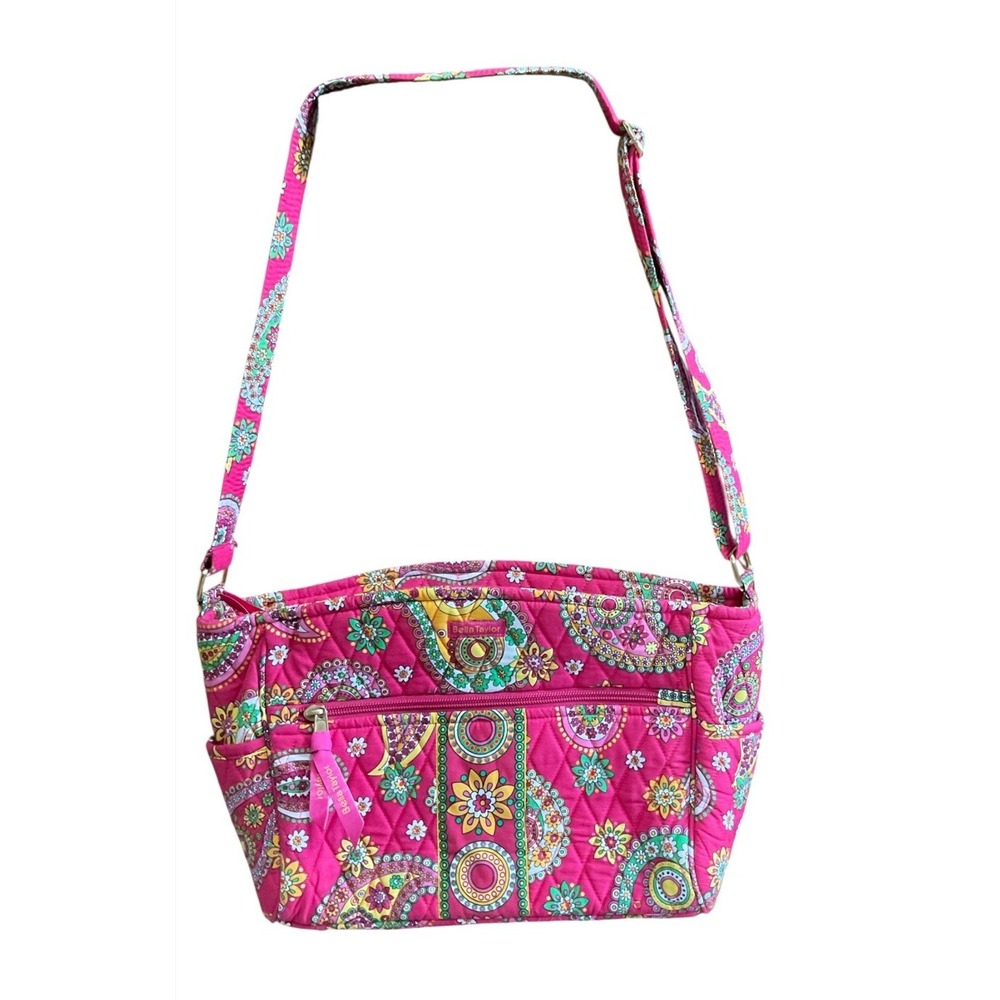 Bella Taylor Pink Paisley Quilted Cotton Crossbody Shoulder Bag Purse Floral